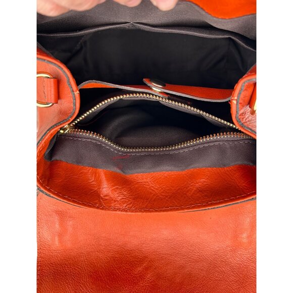 Divina‎ Firenze Leather Backpack Purse Womens Burnt Orange Convertible Italy - Picture 8 of 12